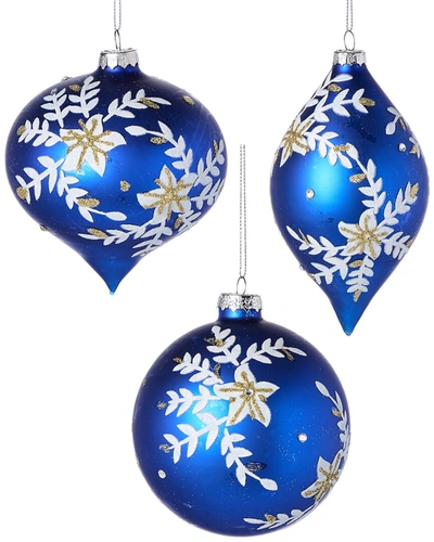 Kurt Adler 4in Indigo Ornaments Set Of 4 In Blue