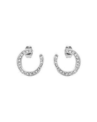 Adore Organic Circle Hoop Rhinestone Earrings In Silver