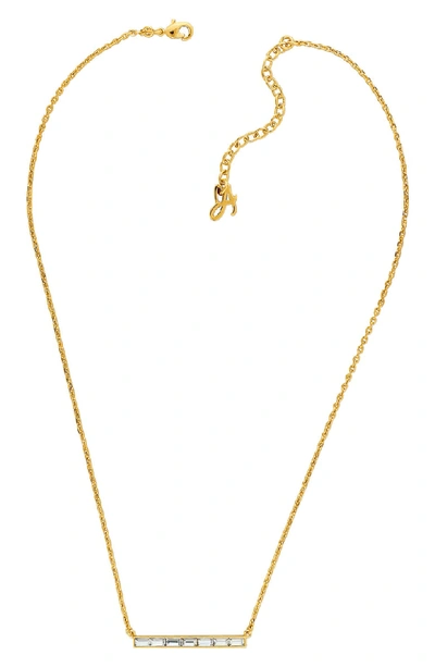 Adore Baguette Crystal Bar Necklace In Gold