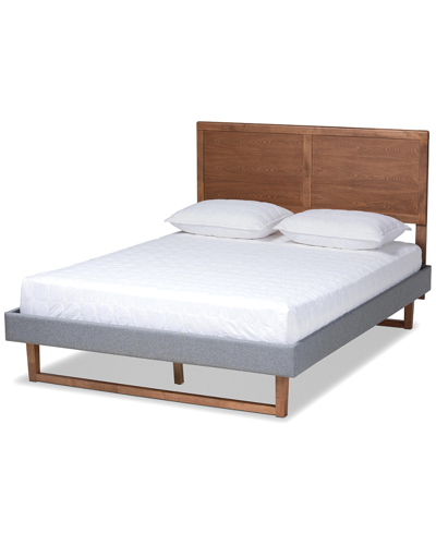 Baxton Studio Allegra Mid-century Modern Upholstered&wood King Platform Bed