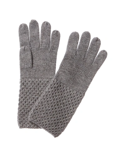 Forte Cashmere Texture Cashmere Gloves In Grey