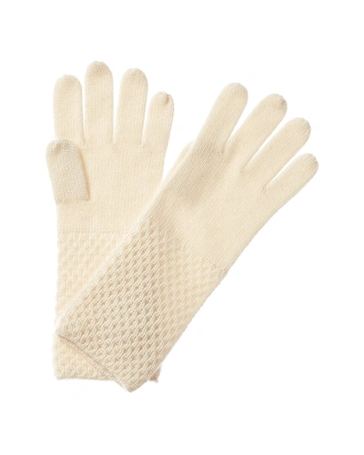 Forte Cashmere Texture Cashmere Gloves In White