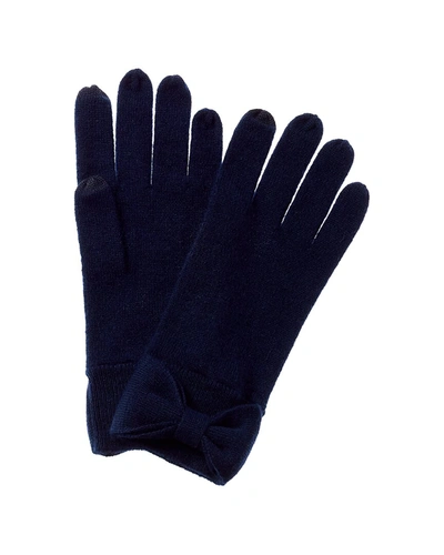 Forte Cashmere Bow Cashmere Gloves In Blue