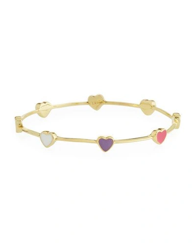 Lmts Girls' Heart Station 14k Gold Plated Brass Bangle, Multicolored