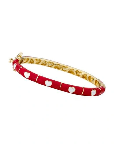 Lmts Girls' Heart Enamel Hinged Bangle, Red