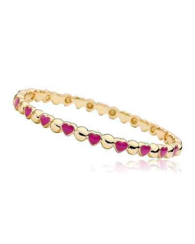 Lmts Girls' Heart 14k Gold Plated Brass Bangle, Red