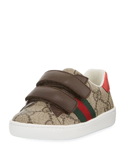 Gucci Gg Supreme Print Sneaker, Toddler In Beige