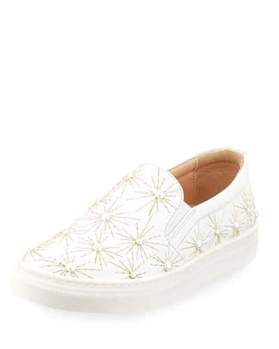 Aquazzura Cosmic Pearl Slip-on Sneaker, Toddler/youth Sizes 11t-2y In White
