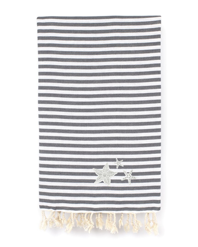 Linum Home Textiles Fun In The Sun Glittery Starfish Pestemal Beach Towel In Black