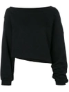 Msgm Asymmetric Cropped Sweatshirt In Black