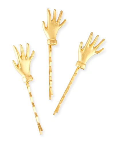 Epona Valley Hello Hands Bobby Pins, Set Of 3 In Gold