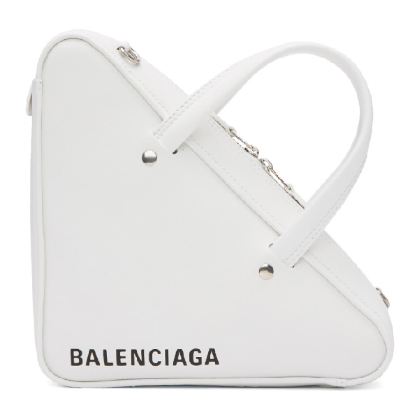 balenciaga white xs triangle chain bag