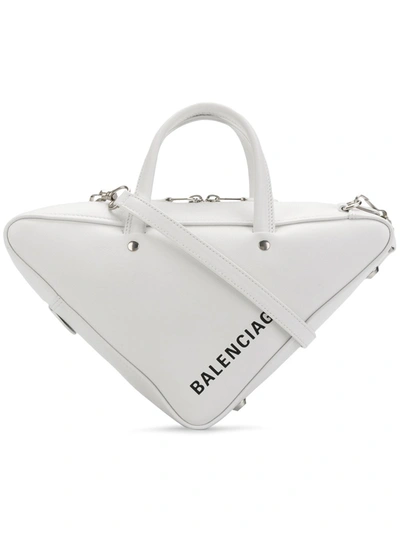 Balenciaga Xs Triangle Leather Shoulder Bag In White