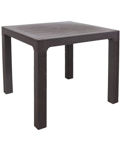 Sunnydaze Plastic Rattan Outdoor Patio Dining Table In Brown