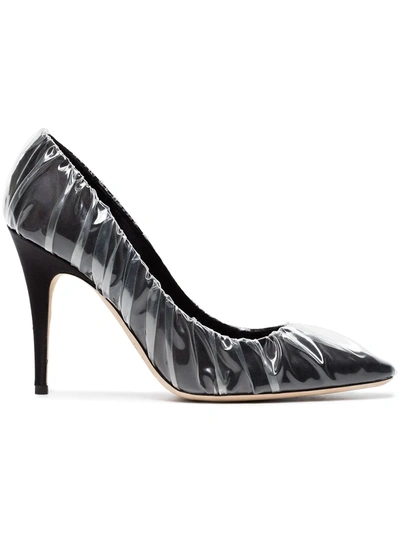 Off-white C/o Jimmy Choo Black Anne 100 Pvc Wrapped Satin Pumps