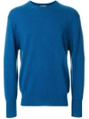 N•peal Oxford Round Neck Sweater In Blue