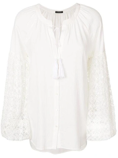 Wandering Lace Sleeves Blouse - White