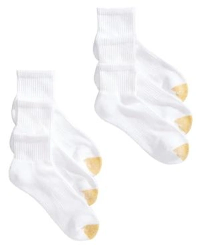 Gold Toe Women's 6-pack Athletic Half-cushion Quarter Socks In White