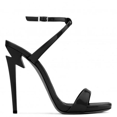 Giuseppe Zanotti - Patent Leather 'g-heel' Sandal With Sculpted Heel G-heel In Black