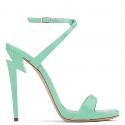 Giuseppe Zanotti - Patent Leather 'g-heel' Sandal With Sculpted Heel G-heel In Green