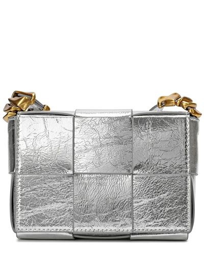 Tiffany & Fred Woven Metallic Leather Crossbody In Silver