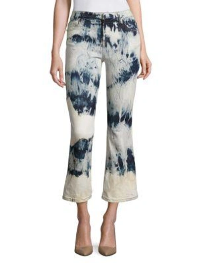Faith Connexion Tie-dye Cropped Flared Jeans In Midnight Blue