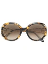 Elie Saab Tortoiseshell Oversized Logo Sunglasses In Brown