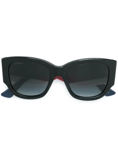 Gucci Web Detail Sunglasses In Black ,multicolour