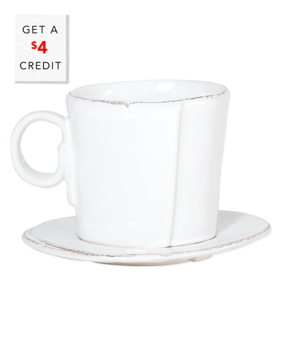 Vietri Lastra Espresso Cup & Saucer In White