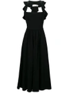 Victoria Beckham Ruffle Midi Dress In Black