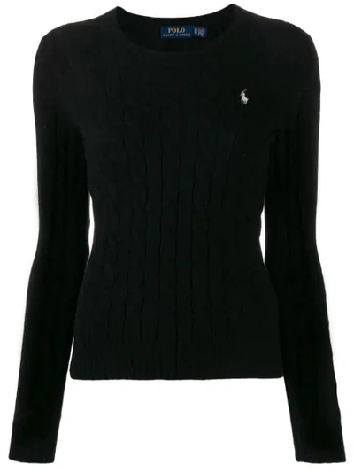 Polo Ralph Lauren Classic Cable Knit Wool & Cashmere Sweater In Black