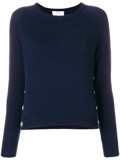 Allude Knit Button Detail Sweater In Blue