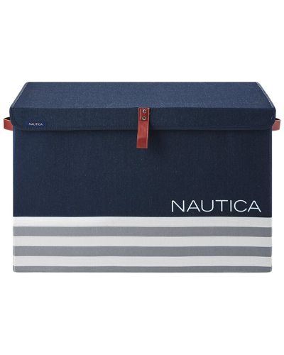 Nautica Folded Large Storage Trunk With Lid In Navy Stripe