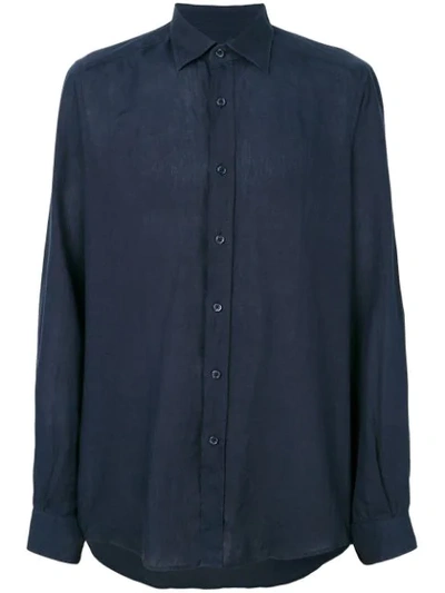 Fashion Clinic Timeless Long-sleeve Linen Shirt In Blue