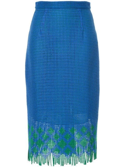 Novis Tassel Hem Pencil Skirt - Blue