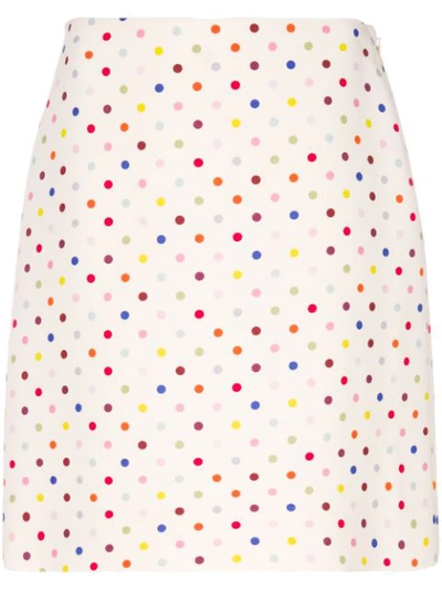 Valentino Polka-dot Wool And Silk Shorts In White