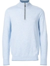 N•peal Carnaby Half Zip Sweater In Light Blue