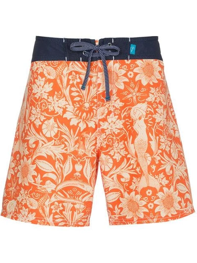 Riz Boardshorts Riz Orange Swim Shorts With Sea Print In Yellow