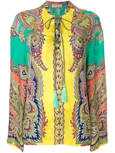 Etro Oversized Mixed Paisley Print Blouse In Multicolour