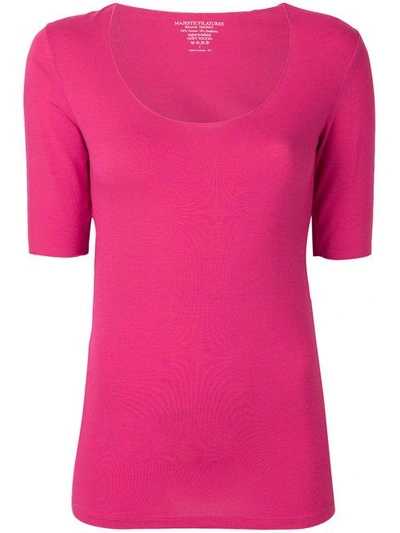 Majestic Filatures U-neck Slim T-shirt - Pink