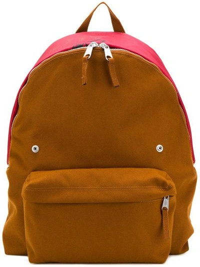 Raf Simons Colour Block Backpack In Brown