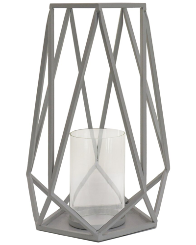National Tree Company 12in Candle Lantern With Glass Chimney In Gray
