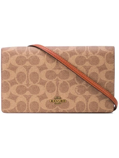 Coach Hayden Foldover Crossbody Clutch In Colorblock Signature Canvas In B4/tan Rust