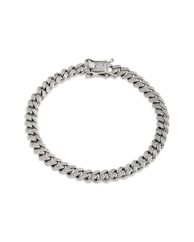 Savvy Cie Silver Cz Cuban Link Bracelet