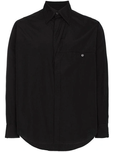 Yohji Yamamoto Black Cotton Pleated Shirt