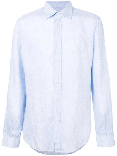 Fashion Clinic Timeless Long-sleeve Linen Shirt In Blue