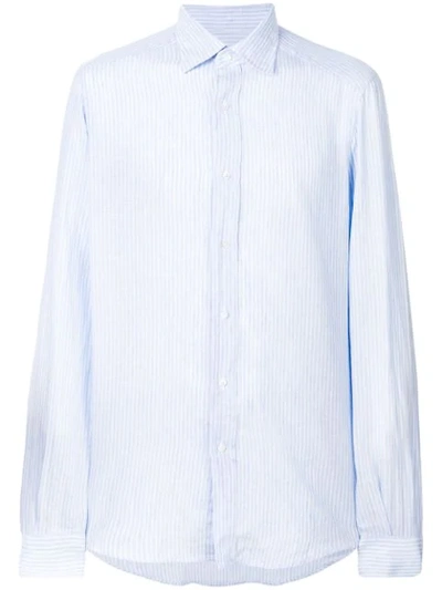 Fashion Clinic Timeless Pinstripe Long-sleeve Shirt In Blue