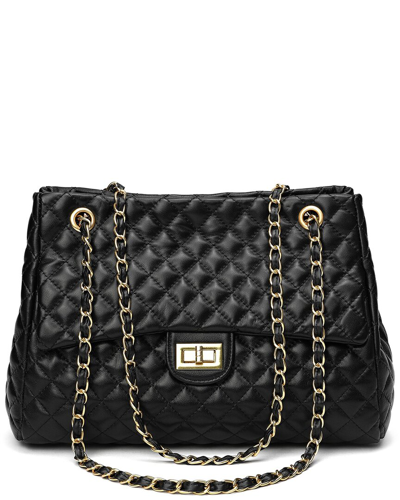 Tiffany & Fred Full-grain Quilted Leather Tote In Black