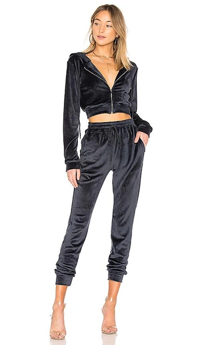 Danielle Guizio Velour Tracksuit In Navy