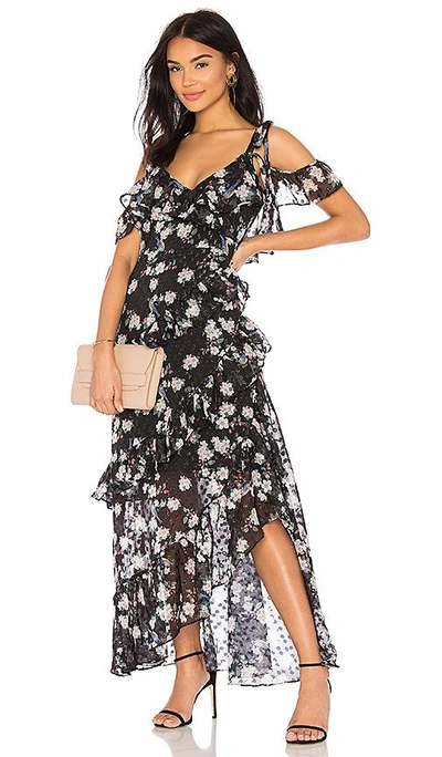 We Are Kindred Pippa Ruffle Maxi Dress In Noir Lurex